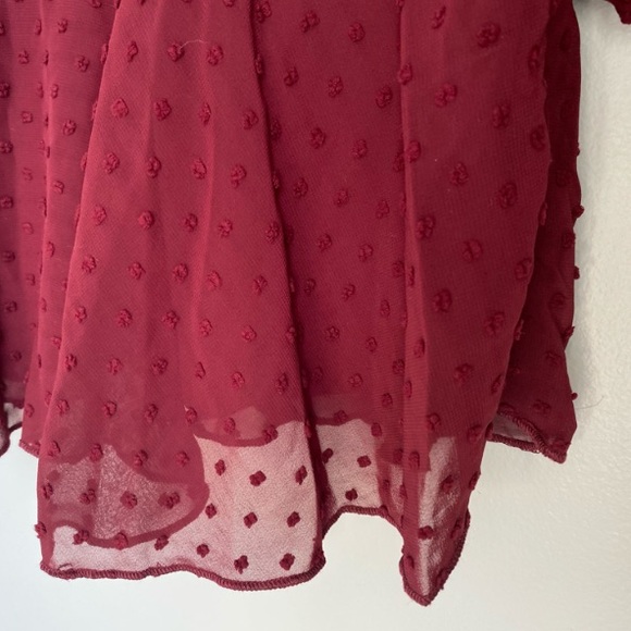 Burgundy billow Sleeve evening Dress - Picture 7 of 9